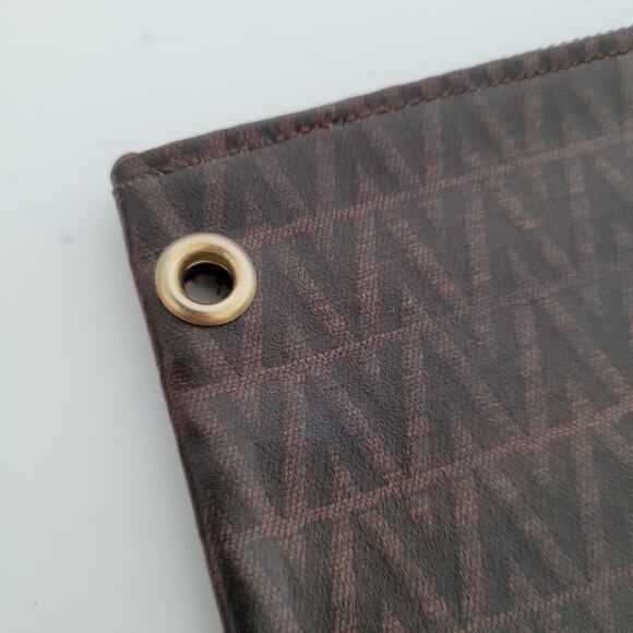 Valentino Vintage Pouch Wallet Zip Clutch Designer 7x4 Designer Brown Logo - Picture 9 of 10